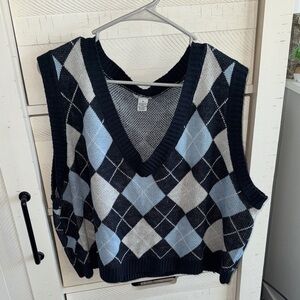 Rue21 Argyle V-Neck Sweater Vest - Navy and Light Blue